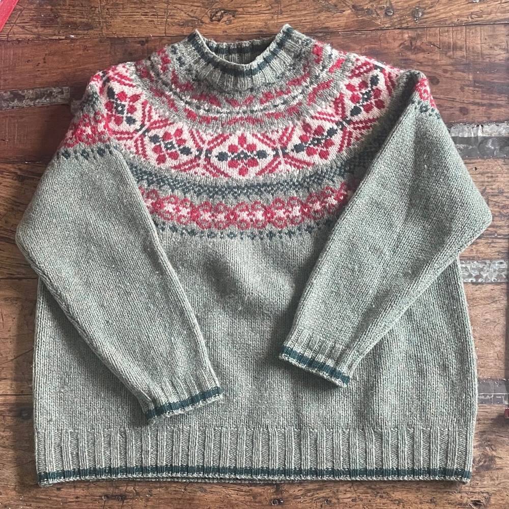 Eddie Bauer Gray and Pink Nordic Turtleneck Sweater